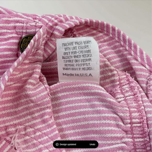 Vtg Baby B'gosh by Oshkosh Overalls Pink White Striped Made in USA Size 6-9 Mo - Picture 9 of 9